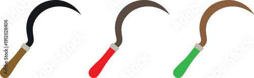 Sickle vector icon, solid black vector and one  line act , Sickle logo, Grass sickle icon silhouette, 
Traditional farming hand tool evector on white background Formats Included EPS

