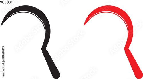 Sickle vector icon, solid black vector and one  line act , Sickle logo, Grass sickle icon silhouette, 
Traditional farming hand tool evector on white background Formats Included EPS

