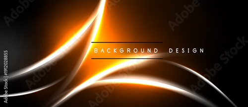 Abstract orange lines over black background. Modern design element, dynamic curves, sleek presentation. Bright glow creates visual impact.