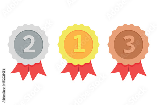 Three Gold Silver and Bronze Award Ribbons Vector