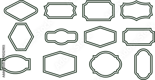 Collection of various decorative vintage label shapes for design projects