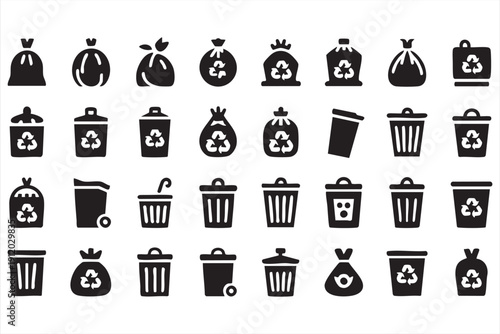 Minimal trashcan graphics for apps and interfaces