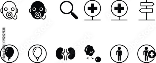 Medical healthcare icon set with patient hospital symbols flat vector illustration isolated