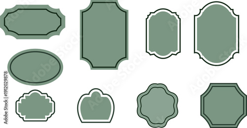 Collection of various decorative vintage label shapes for design projects