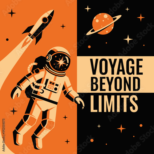 Astronaut in space voyage beyond limits poster