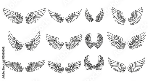 Small black wing icons for social media stickers