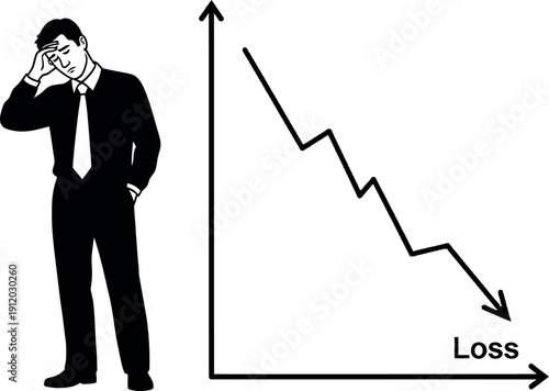 Businessman experiencing financial loss and stress