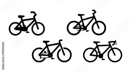 Diverse bike models silhouette collection for travel