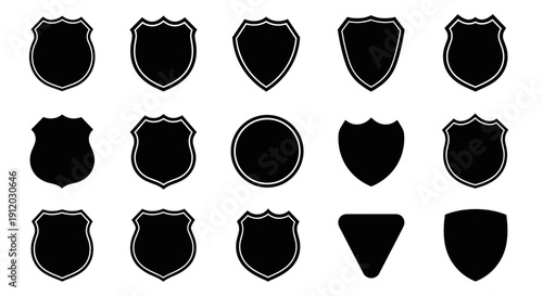 Assorted shield silhouettes for logo design elements