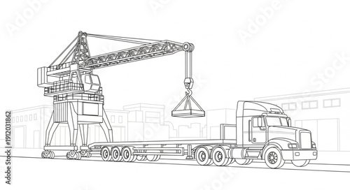 Train with Crane Attachment Illustration.
