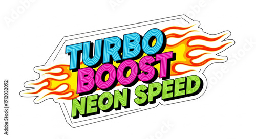 Turbo Boost Neon Speed Text Logo.