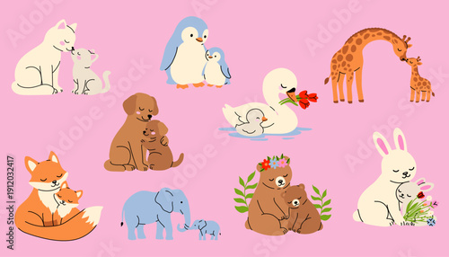 Sweet Motherhood Animal Clipart Bundle