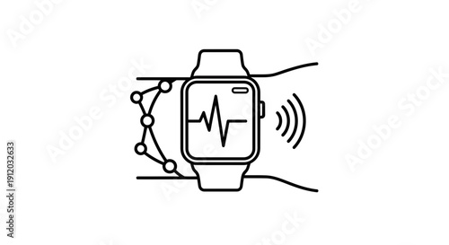 Smartwatch heart rate monitor with wireless signal and connected biosensor