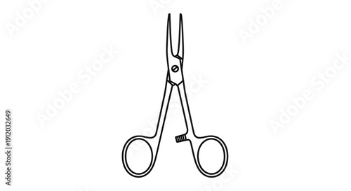 Surgical Forceps Clamp - Medical Instrument Drawing