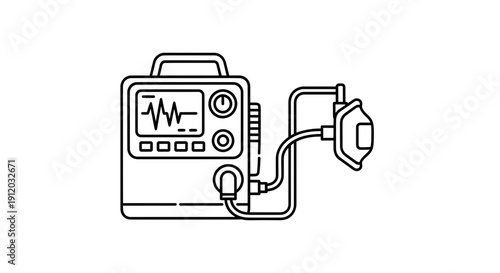 Ventilator Machine with Mask and Monitor - Medical Equipment Icon