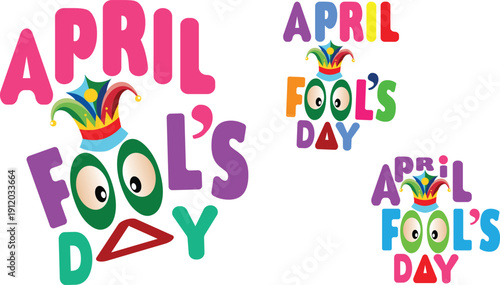 April Fools’ Day Collection. Parrot character with funny action. —collection for design, banner, poster, label, flyer, and greeting card. Vector isolated illustration.