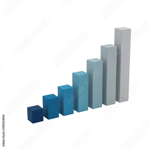 Free Download 3d bar chart with gradient blue colors isolated on transparent background - GFXLoad