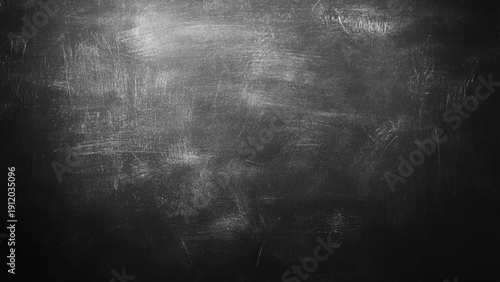 A highly detailed, realistic background texture of an empty dark chalkboard with chalk residue, dust, and scuff marks, perfect for education, school, or vintage menu designs.