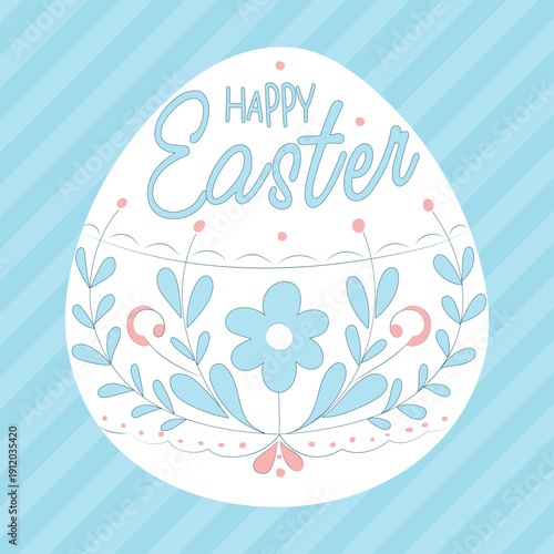 Easter Egg Vector Illustration with Floral Pattern and 