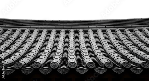 Wallpaper Mural Traditional curved roof tiles arranged in rows on a building's eaves Torontodigital.ca