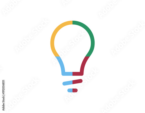 Colorful segmented light bulb icon representing ideas and innovation.