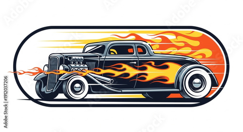 Vintage Hot Rod Car Flames.