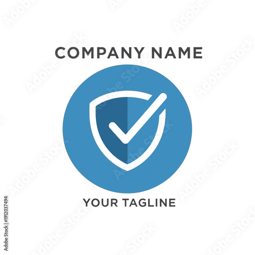 Shield Icon with Checkmark Logo Design.