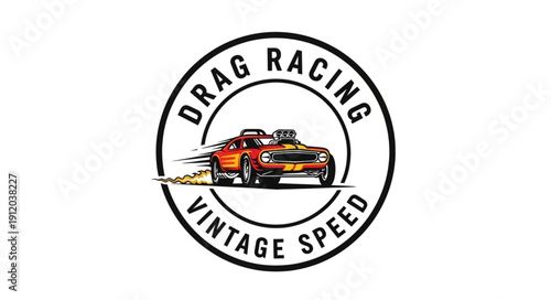 Vintage Drag Racing Car Logo Design.