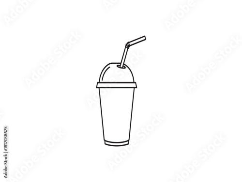 A simple line drawing of a drink cup with a straw