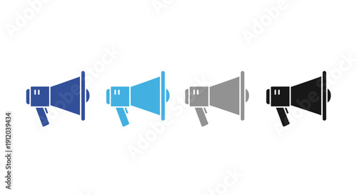 Amplifying Voices: A row of sleek megaphones in various shades, representing the power of communication. Capturing a sense of proclamation and messaging.