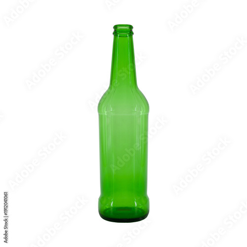 Empty Green Glass Bottle Isolated on Transparent Background PNG