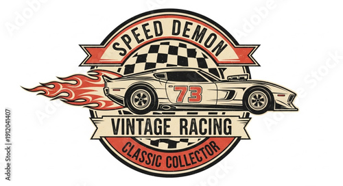 Vintage Racing Car Emblem Design.