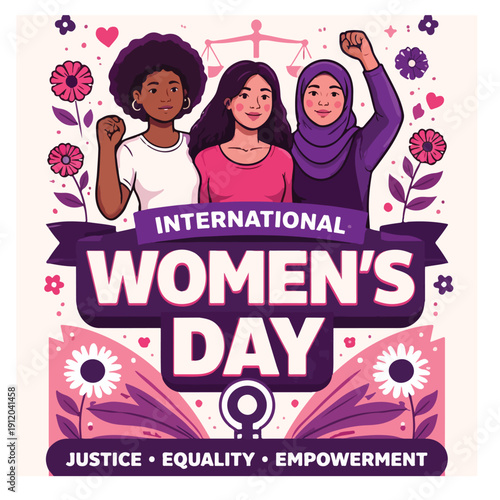 International Women’s Day Flyer Celebrating Empowerment, Equality and Women’s Rights