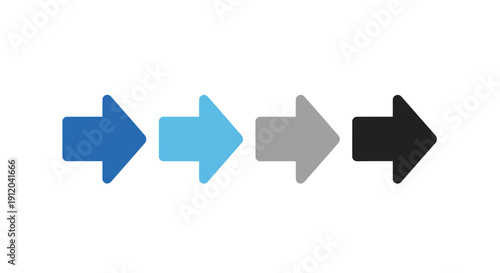 Navigating Progress: Four distinct arrows pointing towards a common direction, embodying the essence of forward movement and strategic direction.