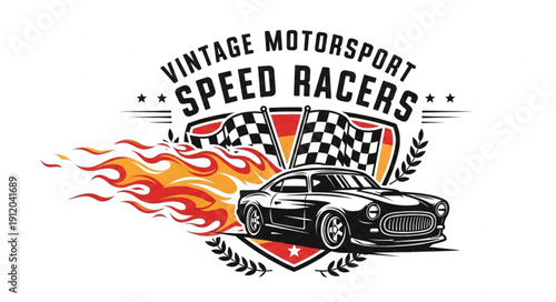 Vintage Motorsport Speed Racing Car Logo.