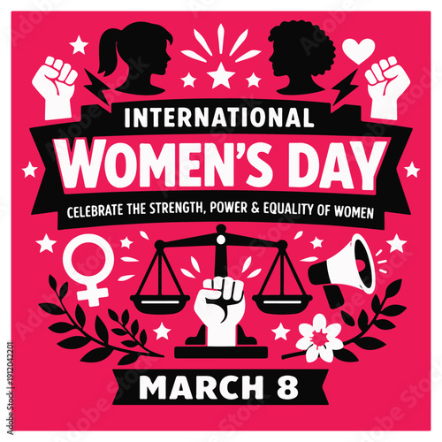 International Women’s Day Flyer Celebrating Empowerment, Equality and Women’s Rights