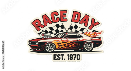 Vintage Muscle Car Racing Logo Design.