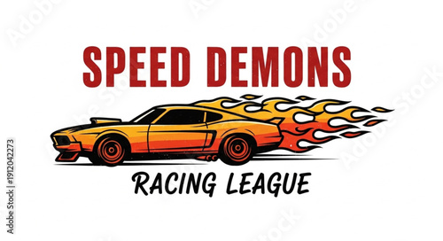 Vintage Muscle Car Racing Logo.