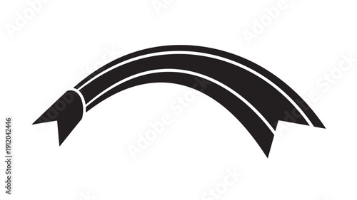 Modern black glossy curved ribbon arrow logo design isolated on white background vector illustration