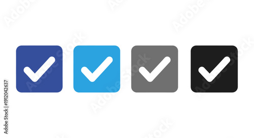 Color-Coded Agreement: A set of four vibrant, square icons showcases the universal symbol of check, affirming the power of choices and decisions. 