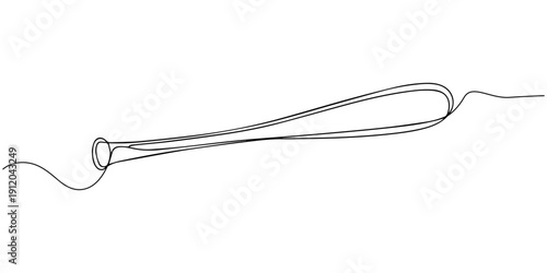 continuous one line drawing of a baseball bat sport equipment vector design, Dynamic one line drawing of a baseball bat producing a continuous wavy stroke, excellent for sports related marketing