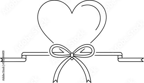 Heart shape centrally adorned with a horizontal ribbon and a bow, ideal for expressing love, celebrating relationships, and Valentine's Day themes.