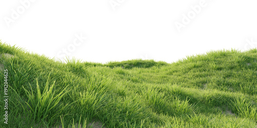 Verdant Hill Blooming with Yellow Flowers in Spring. 3D render.	
