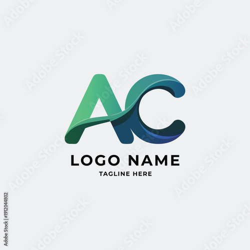 Green and blue gradient letter AC logo design