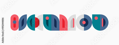 Abstract pattern. Colorful semicircles overlap creating rhythmic visual sequence. Simple shapes, modern design, flat illustration.