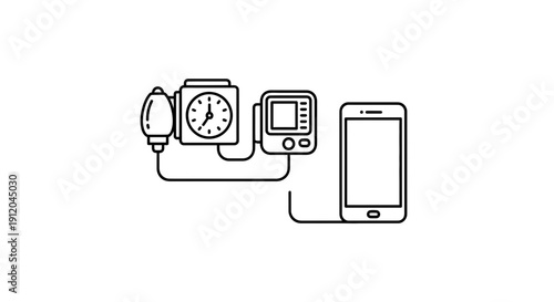 Medical Device Technology: Blood Pressure Monitor Connected to Smartphone