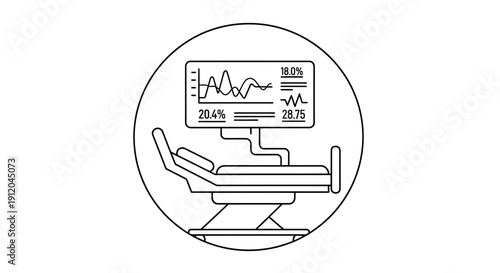 Medical Monitor Displaying Vital Signs Next to Patient Bed in Clinic
