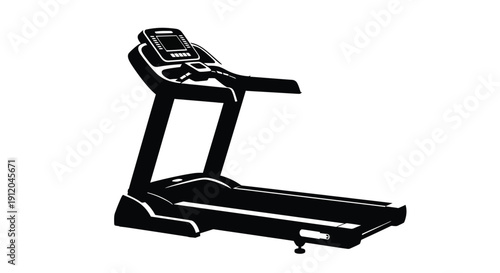 Black and white silhouette of a modern treadmill for indoor exercise