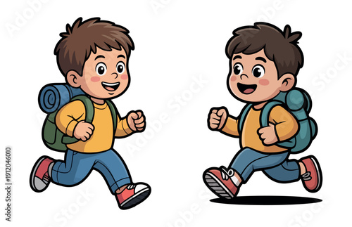 Vector student running character animation