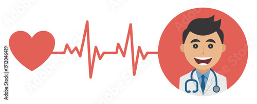 cardiologist doctor heart pulse illustration
